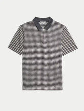Pure Supima Cotton Geometric Polo Shirt  Adomoo